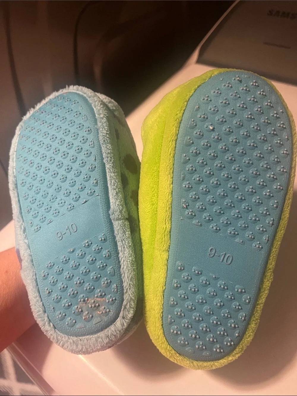 NWOT  Monsters, Inc. Plush Slippers - Blue Sulley & Green Mike
